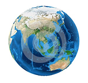 Earth Globe Asia View Isolated