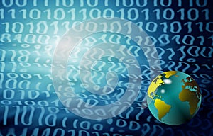 Earth globe and binary code