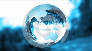 Earth globe blue glass,nature refract,loop, stock footage