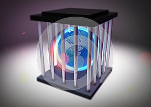 Earth globe in a cage