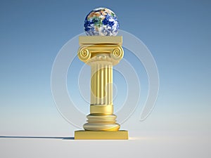 Earth globe on column