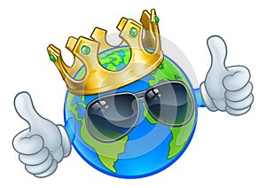 Earth Globe Crown Sunglasses Cartoon World Mascot