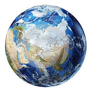 Earth globe 3d illustration. Asia North view