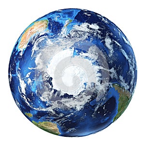 Earth globe 3d illustration. South Pole view