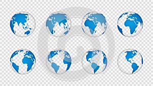 Earth globe 3d. Realistic world map globes continents. Planet with cartography texture, geography isolated on
