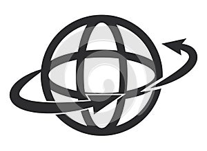 earth globe diagram with arrows