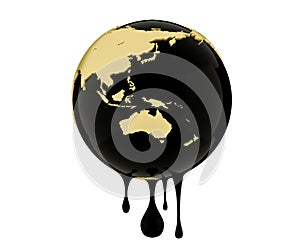 Earth globe dripping oil or diesel