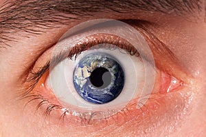 Earth Globe in Eye