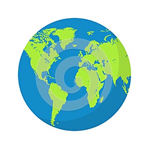 Earth globe flat design. Planet Earth icon. Vector illustration for web and mobile, banner, infographics