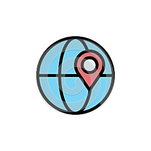 Earth Globe, global icon. Simple color with outline vector elements of navigation icons for ui and ux, website or mobile