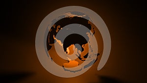 Earth Globe Glowing Orange (3D Animation Loop)