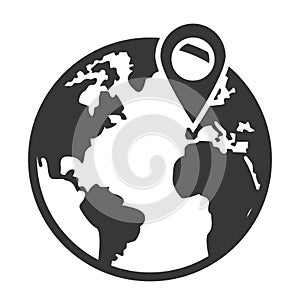 earth globe with gps pin icon