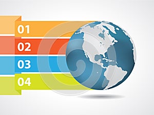 Earth globe with graphic informations