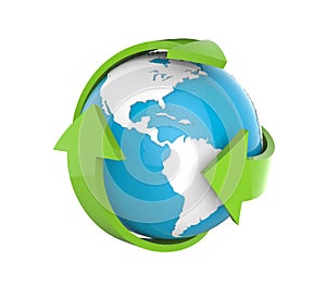 Earth Globe with Green Arrows