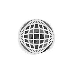 Earth globe grid vector icon