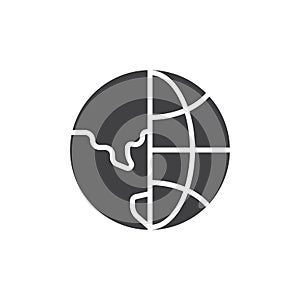 Earth globe grid vector icon