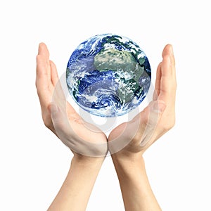 Earth globe in hands