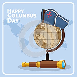 Earth globe and Happy columbus day design