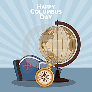 Earth globe and Happy columbus day design