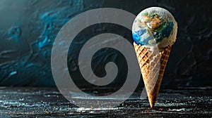 Earth Globe Ice Cream Cone Concept