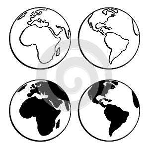 Earth globe icon set