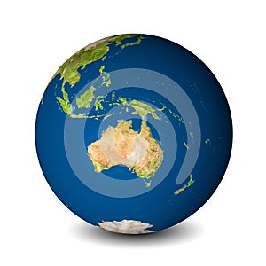 Earth globe isolated on whitebackground. Satellite view focused