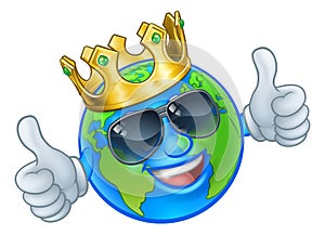Earth Globe King Sunglasses Cartoon World Mascot