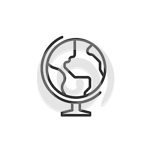 Earth globe line icon, outline vector sign, linear style pictogram isolated on white.