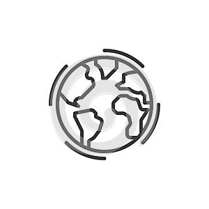 Earth globe line icon, outline vector sign, linear style pictogram isolated on white.