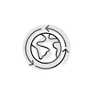 Earth globe line icon. World circle sign isolated on white background editable stroke. Vector geography global pictogram