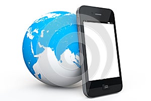 Earth Globe with mobile phone