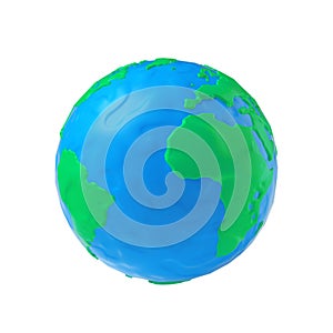 Earth Globe Modeling from Plasticine Blue and Green Clay. 3d Rendering