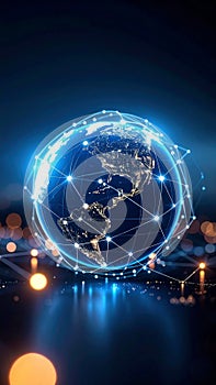 Earth Globe Network Connection for Global Communications and Data Technology Concepts