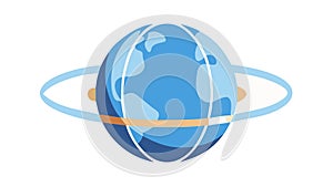 Earth Globe with Orbiting Rings Technology, vector design Generative AI
