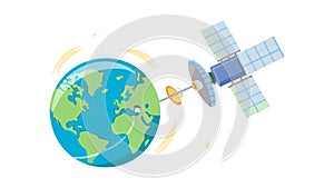 Earth Globe with Orbiting Satellite and Network, vector design Generative AI
