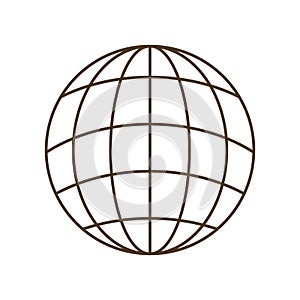 Earth globe with parallels and meridians isolated icon