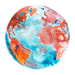 Earth globe, planet earth. The world ocean, sea between America, Africa and Europe.