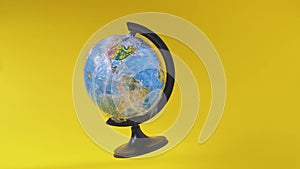 Earth globe in plastic. Ecology problem, pollution with plastic. School class of geography. Earth day