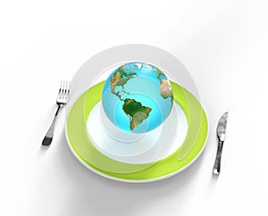 Earth Globe On a Plate