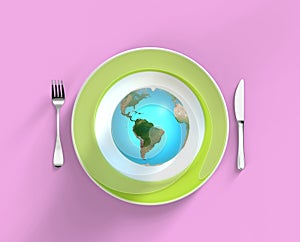 Earth Globe On a Plate