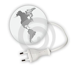 Earth globe with power cable