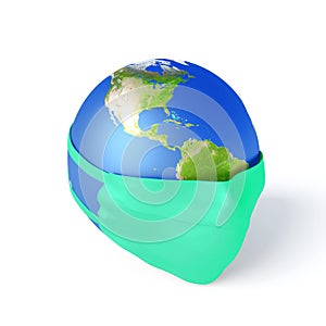 Earth globe put mask