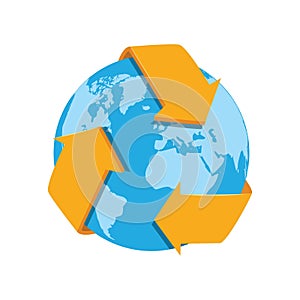 Earth globe with recycle concept. Vector illustration decorative design