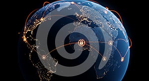 Earth Globe Security Network Dark Blue Connected World