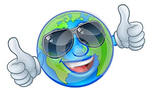 Earth Globe Sunglasses Shades World Cartoon Mascot