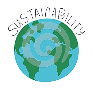 earth globe with sustainbility lettering