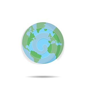 Earth globe in trendy flat style isolated vector illustration. Flat planet on white background