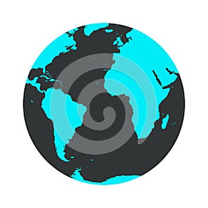 Earth globe vector map illustration planet icon. Sphere global world Earth globe circle sign. Cartoon shape isolated abstract
