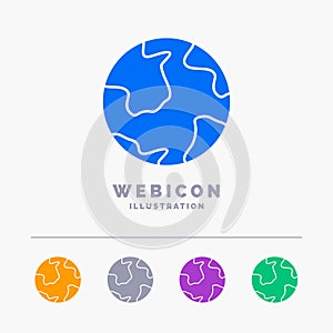 earth, globe, world, geography, discovery 5 Color Glyph Web Icon Template isolated on white. Vector illustration