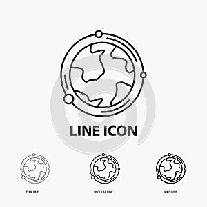 earth, globe, world, geography, discovery Icon in Thin, Regular and Bold Line Style. Vector illustration